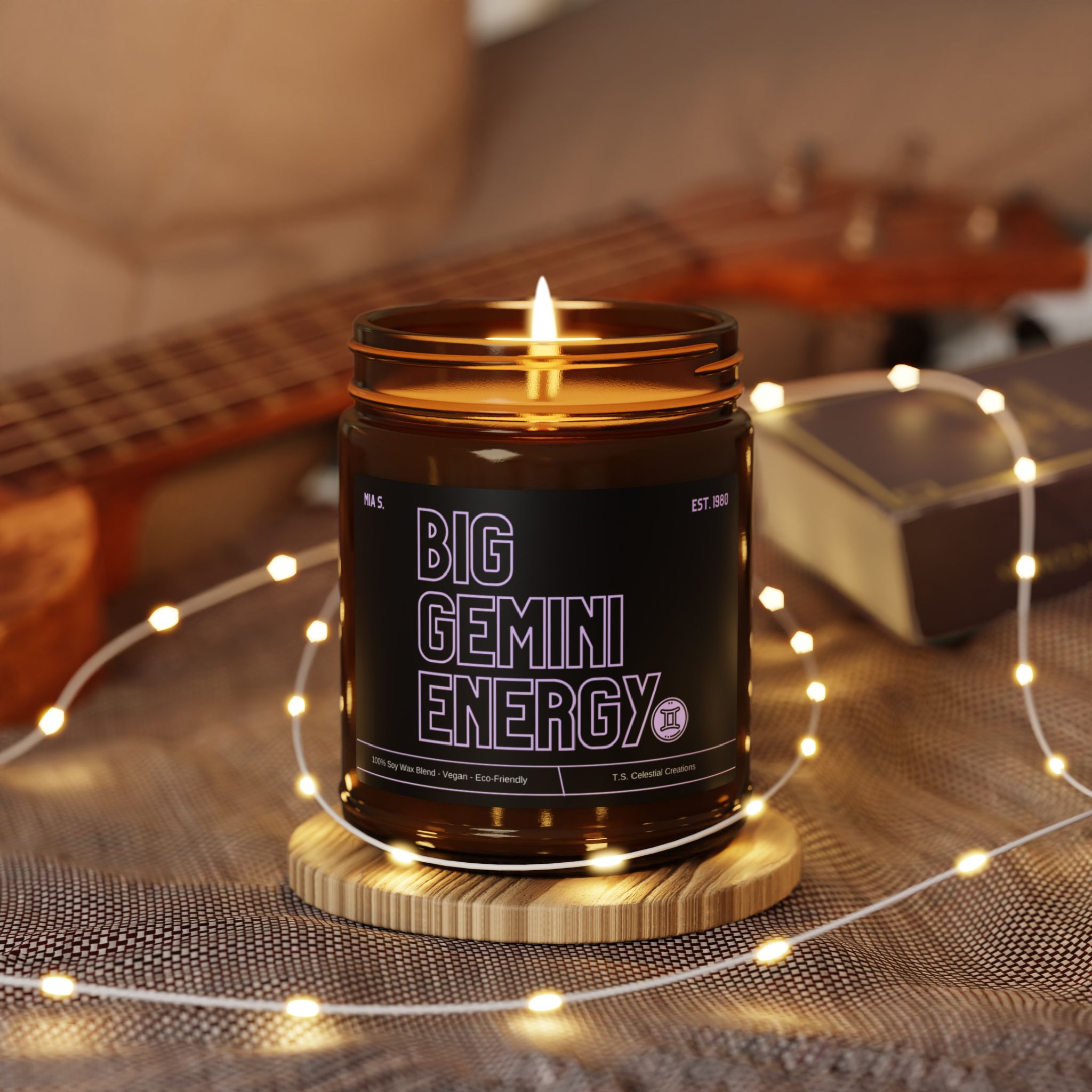 Custom Big Gemini Energy Zodiac Candle - Image 7
