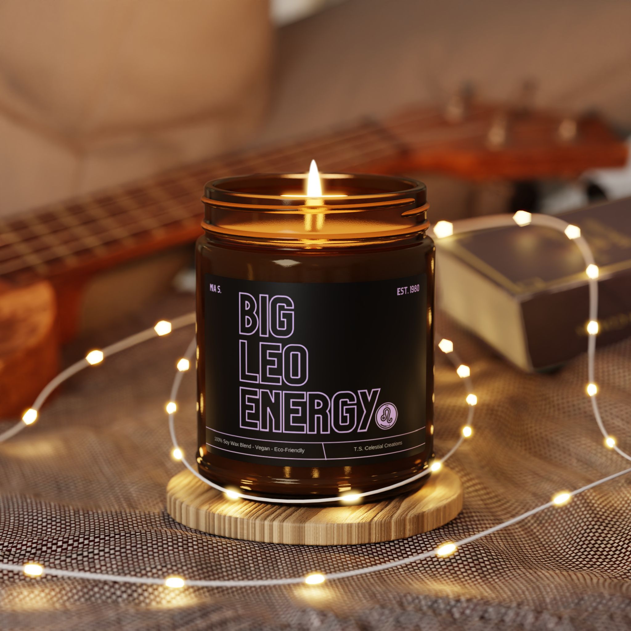 Custom Big Leo Energy Zodiac Candle - Image 7