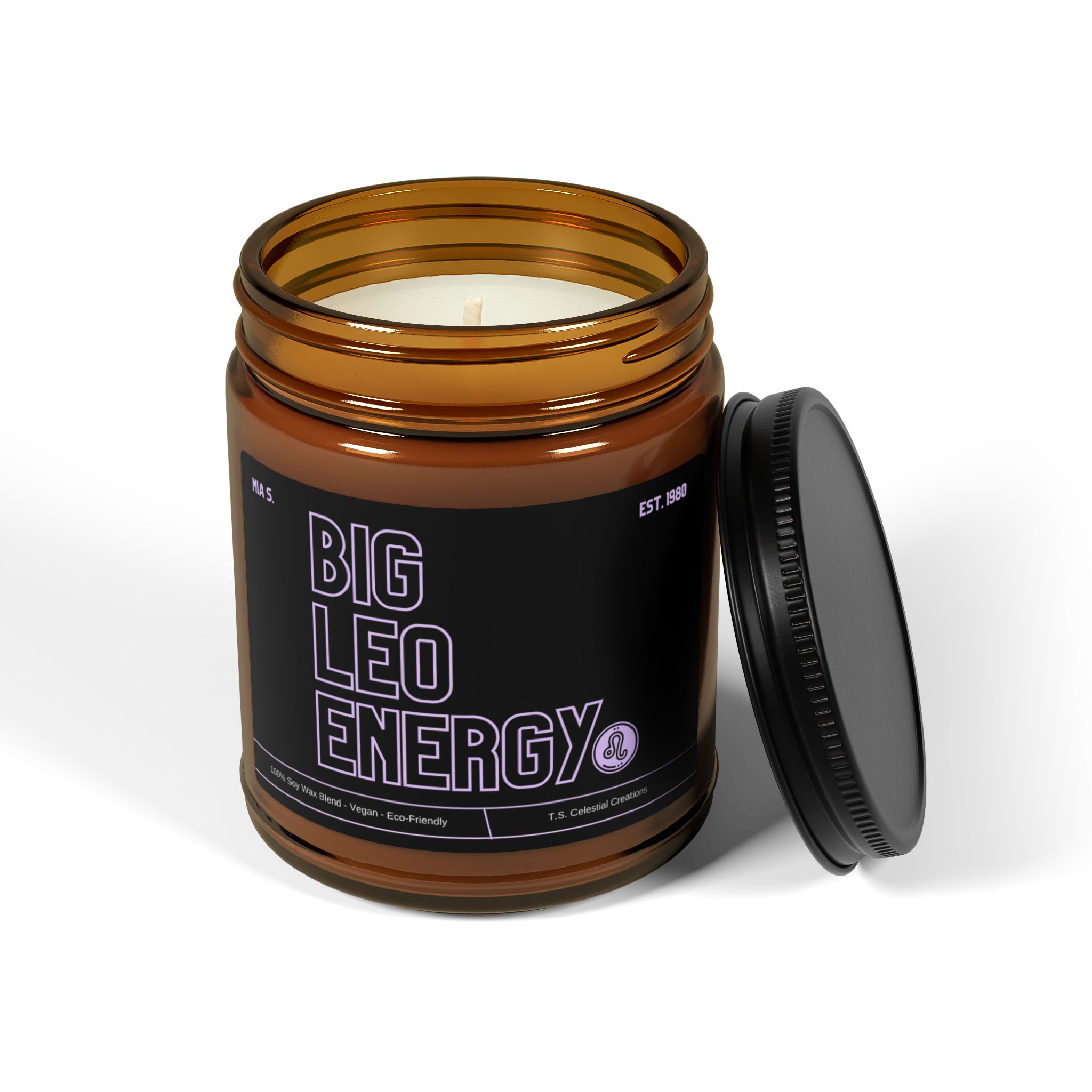Custom Big Leo Energy Zodiac Candle - Image 6