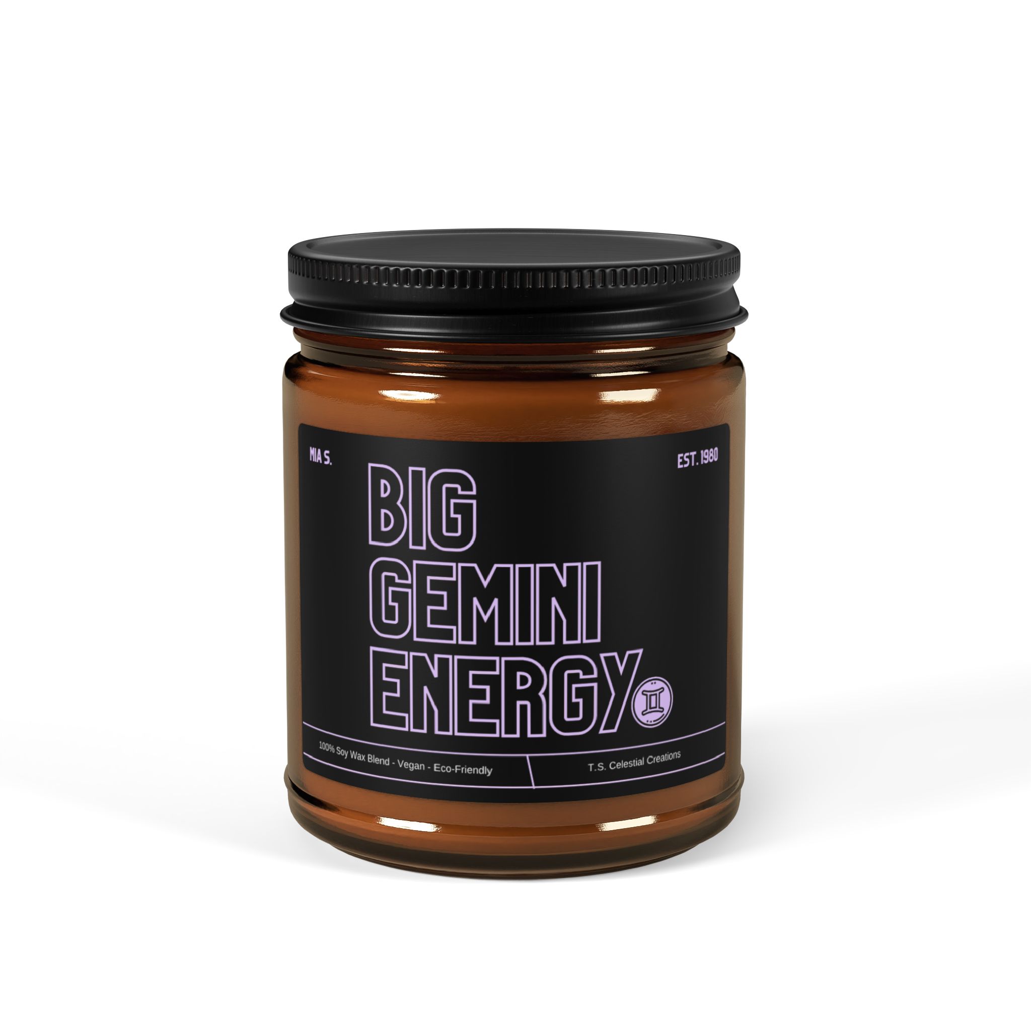 Custom Big Gemini Energy Zodiac Candle - Image 5